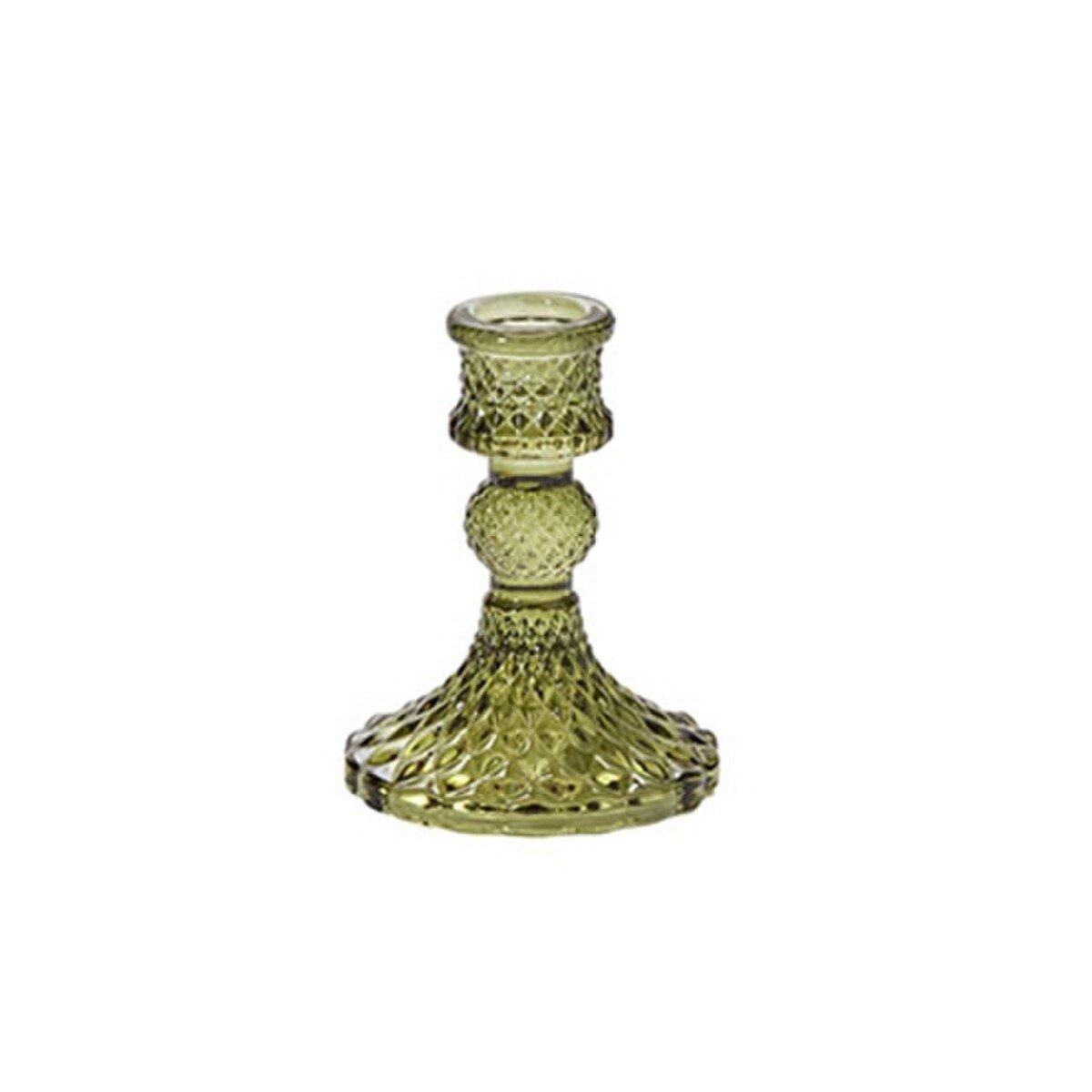 Vintage Glass Candle Holder | Green