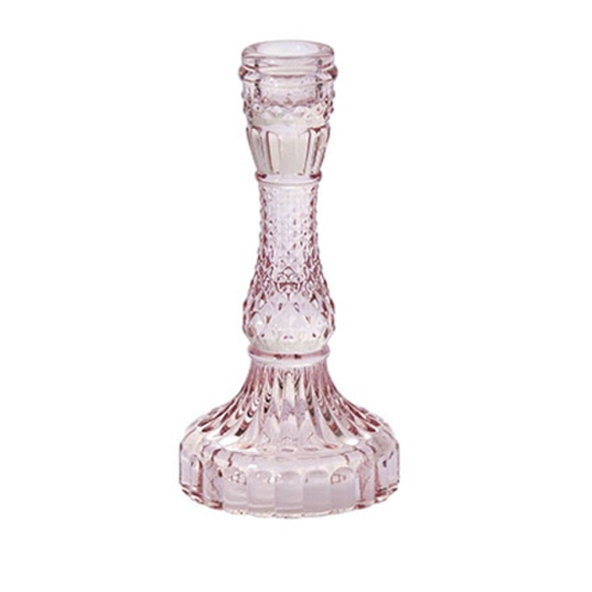 Vintage Glass Candle Holder | Pink