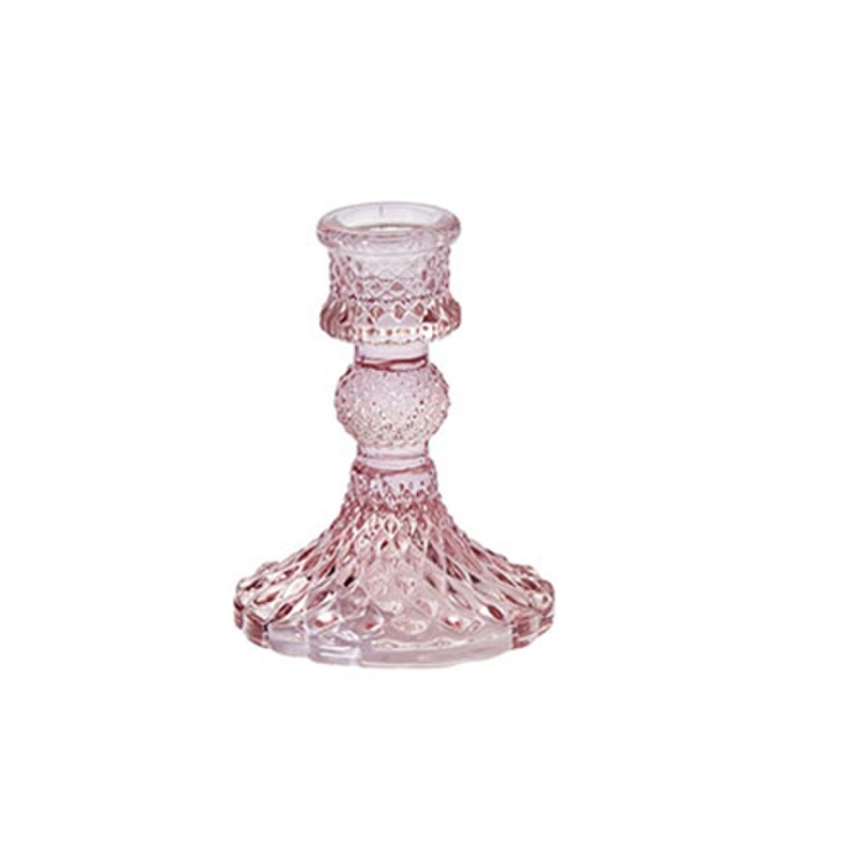 Vintage Glass Candle Holder | Pink