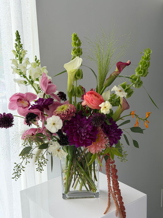 Seasonal Glass Vase Arrangement