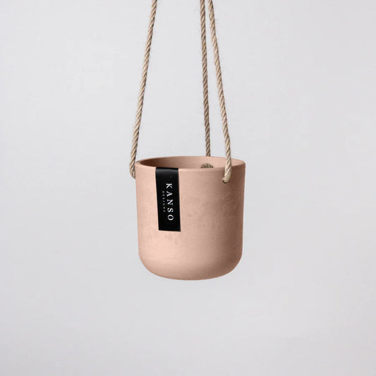Kanso Designs | Muted Coral Stone Hanging Planter